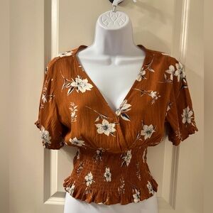 SOLD: Floral crop top/ short shirt